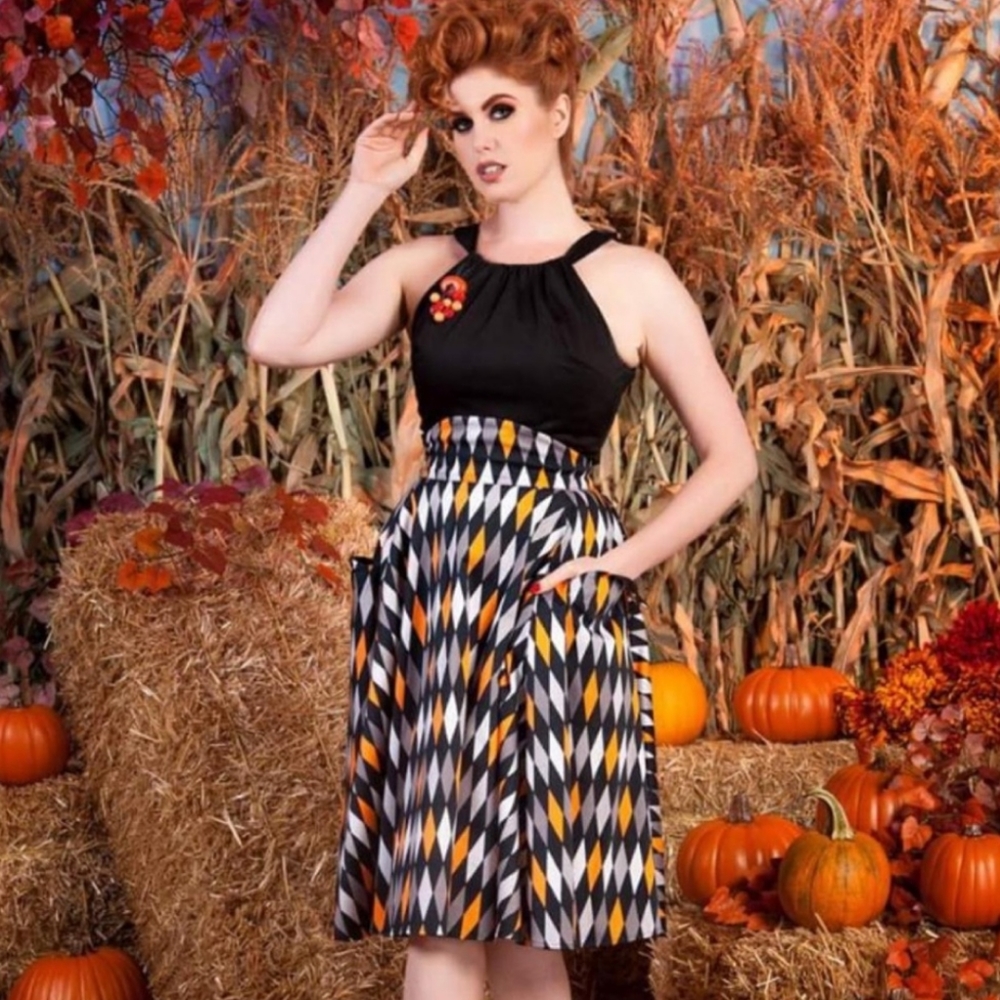Pinup Couture halloween harlequin swing skirt